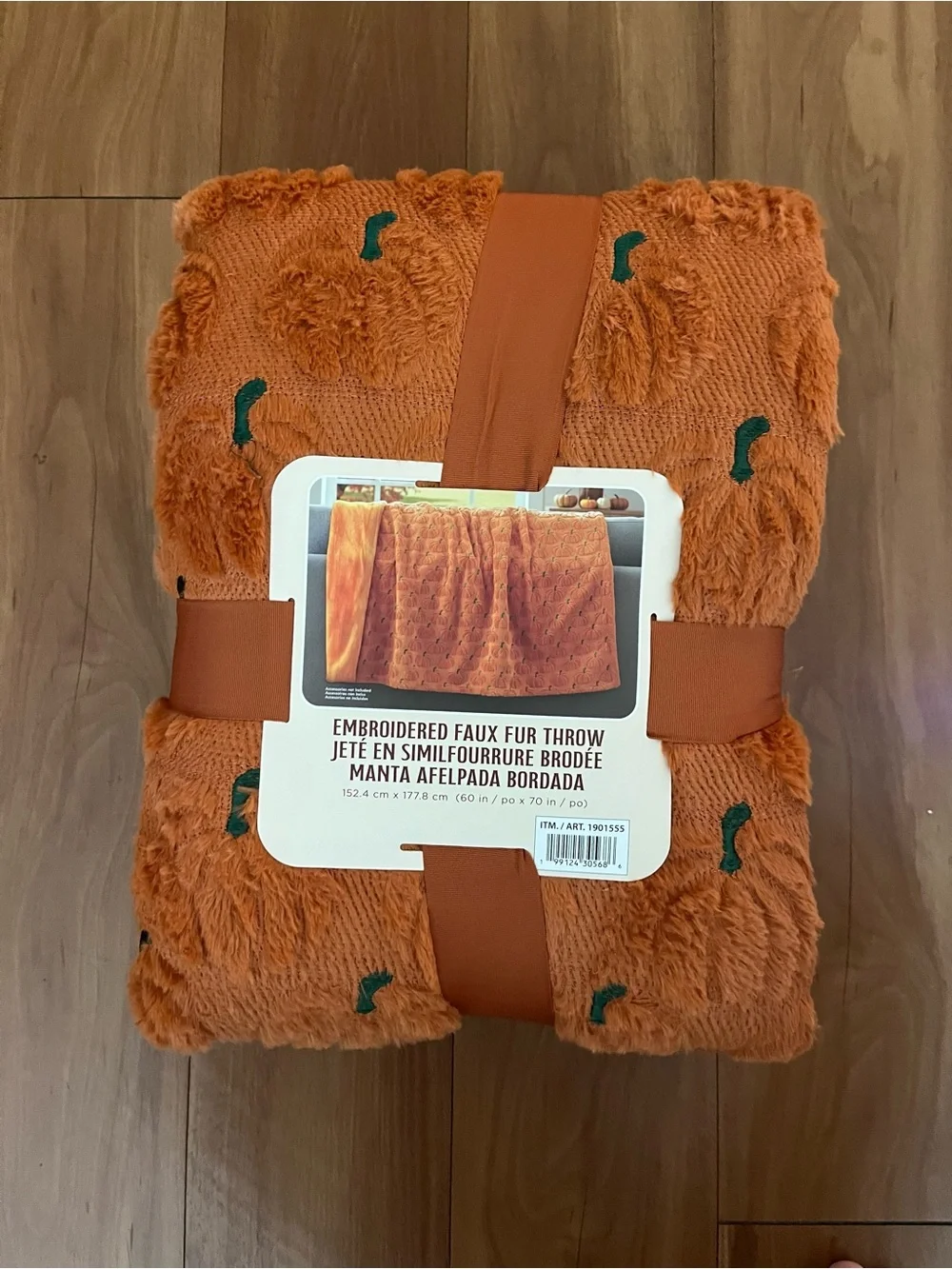 VIRAL Costco Pumpkin Embroidered Faux Fur Throw